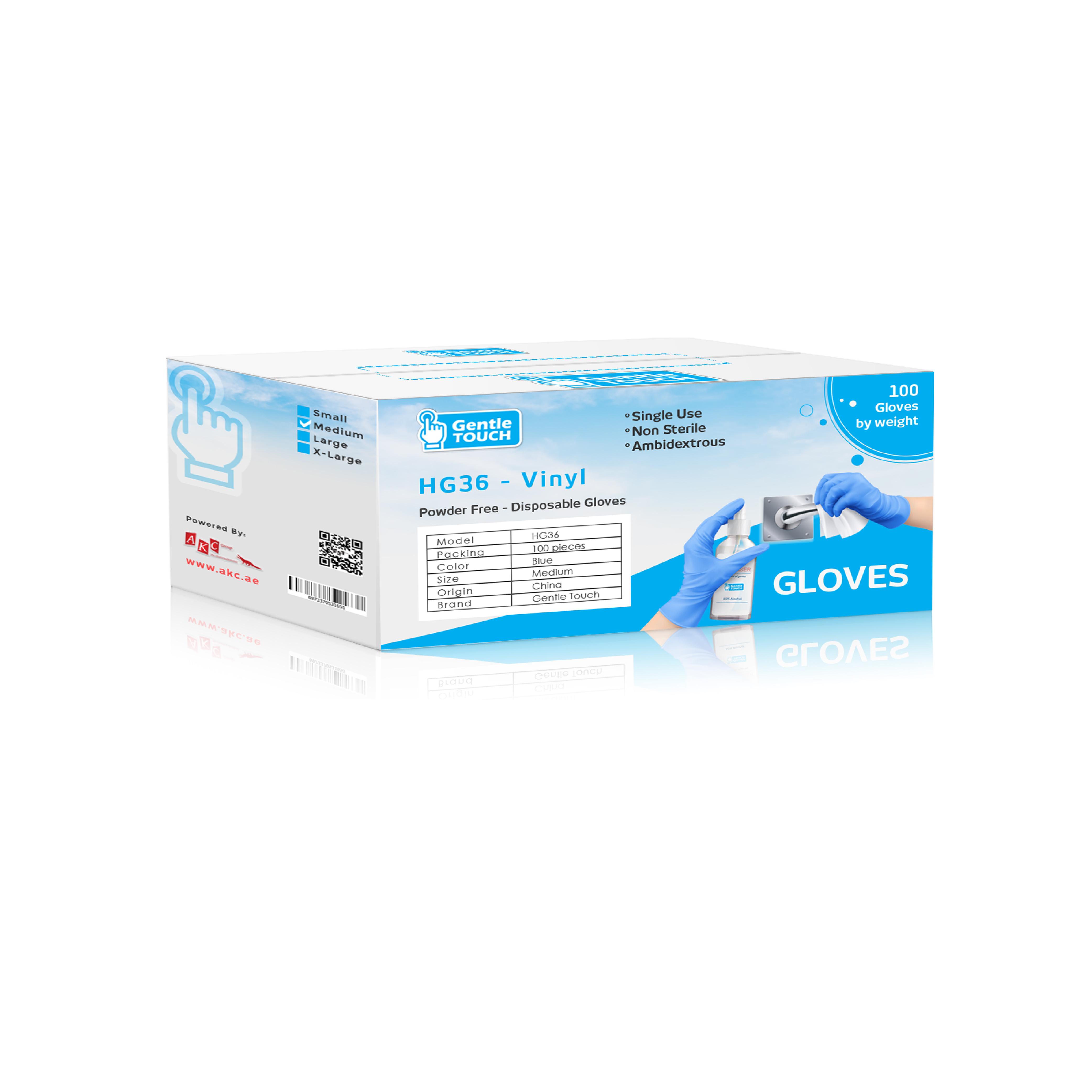 Disposable Powder Free Hand Gloves Blue Vinyl Medium